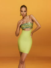 Reviancy Strapless Crystal Cutout Bandage Mini Dress