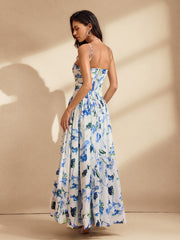 Rexmir Spaghetti Floral Printed Maxi Dress