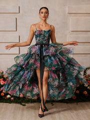 Rhyveth Spaghetti Floral Printed Skirt Set