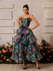 Rhyveth Spaghetti Floral Printed Skirt Set