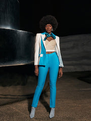 Rita Long Sleeve Blazer Set In Blue