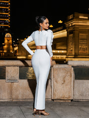 Rufus Flower Bandage Skirt Set In White