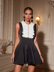 Ryrax Doll Collar Lace Floral Mini Dress