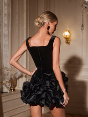 Ryraza Ruffle Velvet Mini Dress