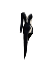 Sabine One Shoulder Embellished Bandage Dress