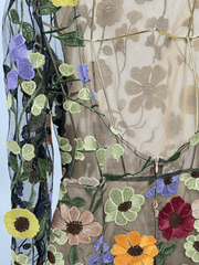 Saige Long Sleeve Mesh Flower Mini Dress In Black