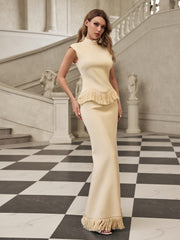 Saldrex Sleeveless Fringe Skirt Set