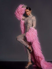 Shaquanna Tulle Coat In Pink