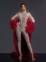 Shaquanna Tulle Coat In Red