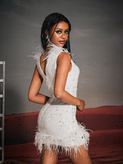 Shaquille Sequin Feather Mini Dress