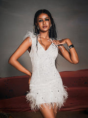 Shaquille Sequin Feather Mini Dress