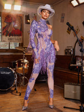 Shatora One Shoulder Rhinestone Fringe Jumpsuit