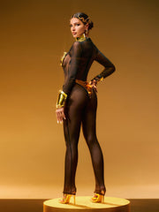 Silvior Long Sleeve Mesh Jumpsuit