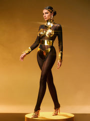 Silvior Long Sleeve Mesh Jumpsuit