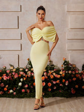 Silvra Off Shoulder Cutout Ruched Maxi Dress