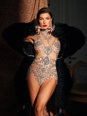 Simona High Neck Rhinestone Bodysuit