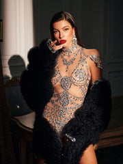 Simona High Neck Rhinestone Bodysuit