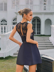 Syvanna Sleeveless Cutout Satin Skirt Set