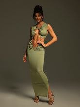 Taralynn Ruffle Ruched Skirt Set In Green