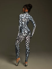 Tevaughn Long Sleeve Animal Printed Jumpsuit