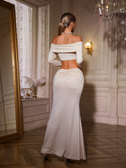 Texmir Off Shoulder Ruched Skirt Set