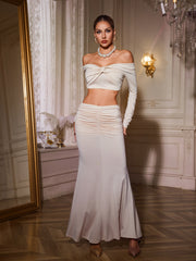 Texmir Off Shoulder Ruched Skirt Set