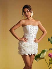 Thaddai Flower Pearl Crystal Skirt Set