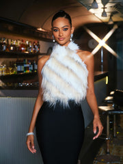 Thara Backless Faux Fur Top