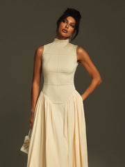Thota Sleeveless Ruced Midi Dress