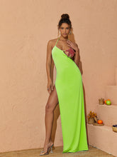 Tosca Starfish Bustier Split Maxi Dress In Green