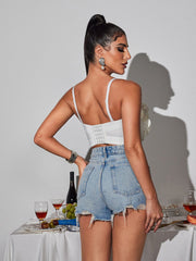 Trevion Spaghetti Flower Rhinestone Top