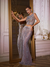 Tyviel Crystal Rhinestone Mesh Skirt Set