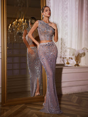 Tyviel Crystal Rhinestone Mesh Skirt Set