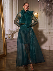 Uaelyvira Bow Mesh Skirt Set