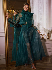 Uaelyvira Bow Mesh Skirt Set