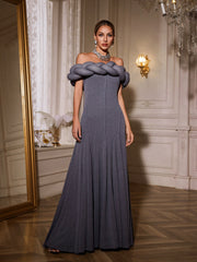 Ualdrex Off Shoulder Twisted Maxi Dress