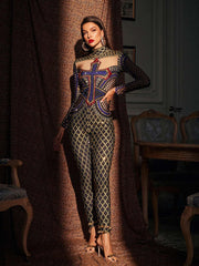 Venetia Printed Rhinestone Jumpsuit