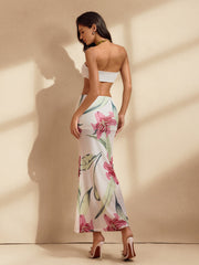 Waelyra Strapless Floral Skirt Set