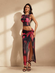 Waldor Sleeveless Printed Skirt Set