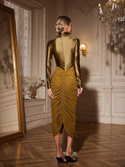 Wexryn High Neck Ruched Midi Dress