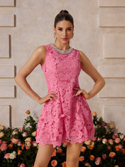 Xaeltrix Sleeveless Embroidered Mini Dress