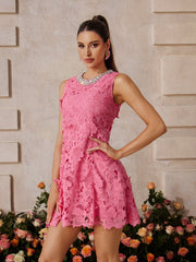 Xaeltrix Sleeveless Embroidered Mini Dress