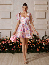 Xaelyth Sleeveless Floral Ruffle Mini Dress In Pink