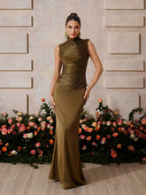 Xaldor High Neck Fringe Glitter Skirt Set