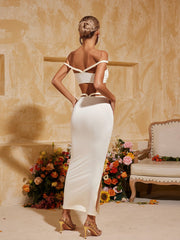 Xavion Off Shoulder Skirt Set In White