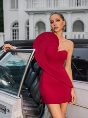Xyphira One Shoulder Heart Mini Dress