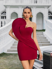 Xyphira One Shoulder Heart Mini Dress