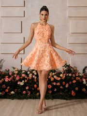 Xyrndis Backless Flower Mini Dress