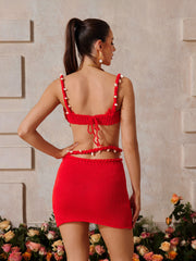 Yaelyara Spaghetti Knitted Skirt Set