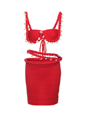 Yaelyara Spaghetti Knitted Skirt Set